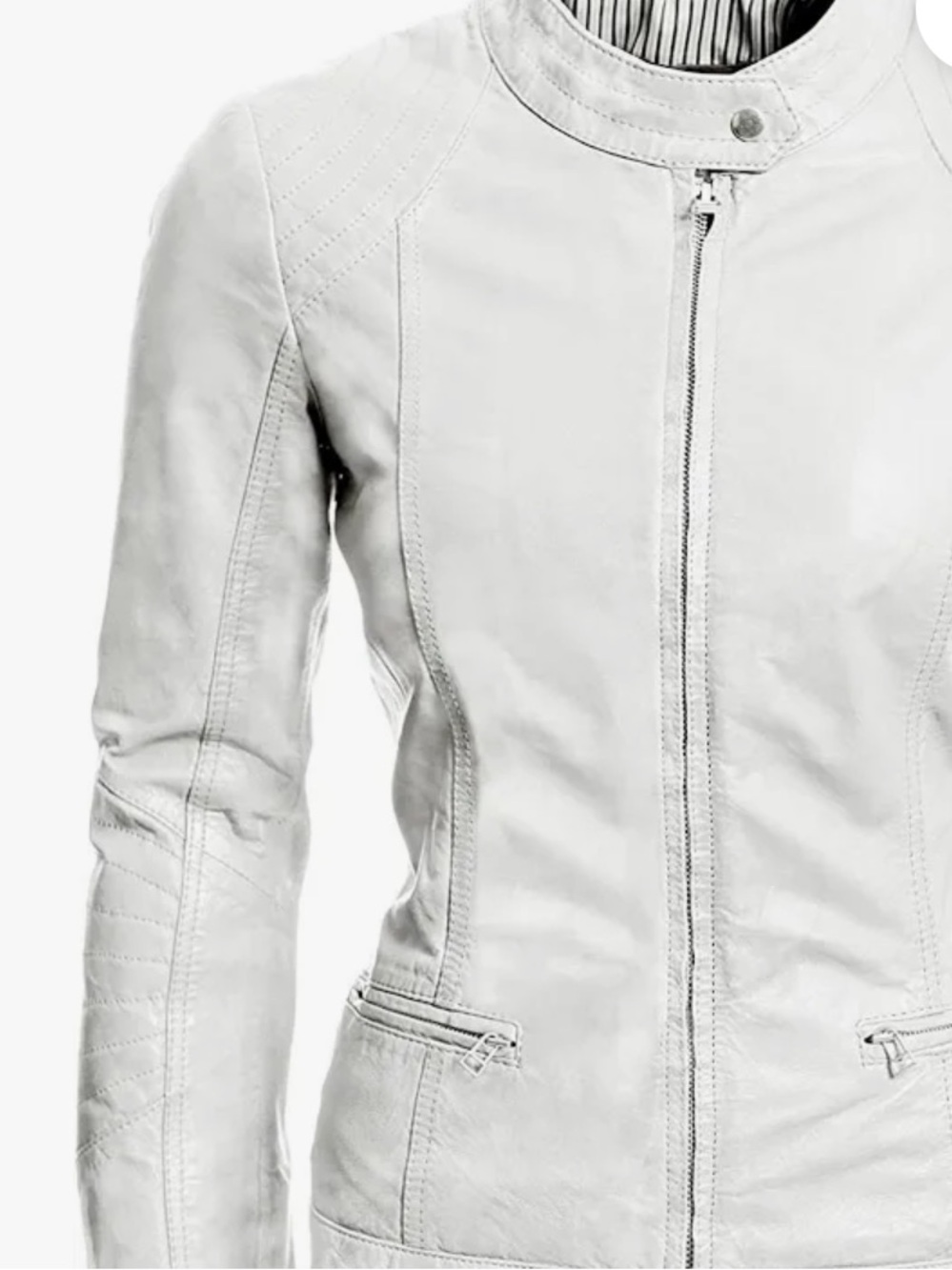 Le Chateau Women's White Leather Jacket